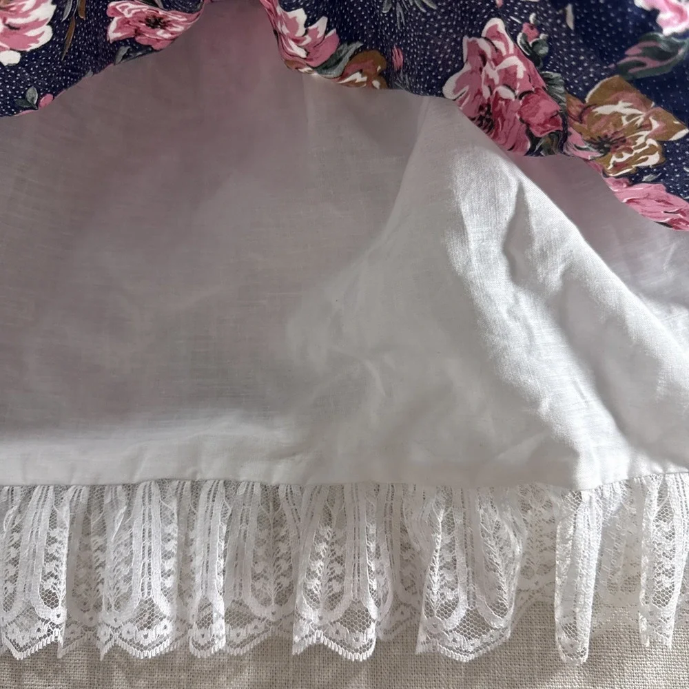 Vtg Pazazz Dress Girls 3 Prairie Floral Lace‎ Ruffle Cottagecore USA Made
